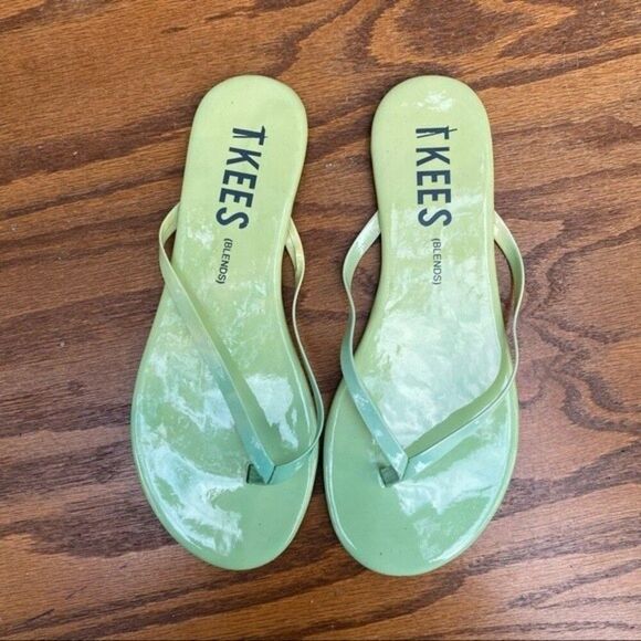 TKEES LEATHER FLIP FLOPS IN OMBRE (AQUA TO MINT) 6 - Picture 2 of 6